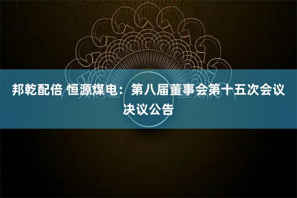 邦乾配倍 恒源煤电：第八届董事会第十五次会议决议公告