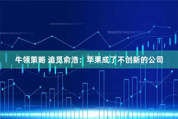 牛领策略 追觅俞浩：苹果成了不创新的公司